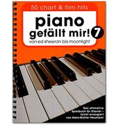Libro en alemán "Piano gefällt mir"50 partituras y éxitos de película, Band 7 desde Ed Sheeran hasta Moonlight, el libro definitivo para aprender piano, libro de notas con encuadernación multicolor con forma de corazón (versión alemana).