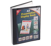 Libro expositor de carpeta de certificado A5, 40 bolsillos de plástico, carpeta de presentación con fundas de plástico, carpeta de Poly (tamaño A5, 40 bolsillos, 80 vistas, 1 libro de exhibición)