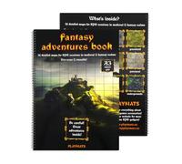 Libro Fantasy Adventures: Libro A3 Fantasy/Medieval borrable en seco para Juegos de rol - cuadrícula Cuadrada