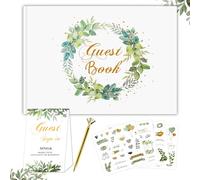 Libro Firmas Boda, 120 Páginas Libro de Firmas Boda, Guest Book Wedding, con Título Dorado, Incluye Pegatina y Bolígrafo para Recorda, para Bodas, Aniversario, Bautizos, Cumpleaños