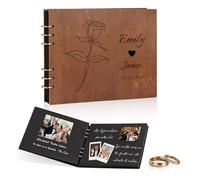 Libro Firmas Boda Personalizado Álbum de Firmas de Madera Rústica con Portada Grabada Libro de Firmas Comunión Niño y Niña Regalo Original para Bodas Comuniones y Aniversarios (Estilo 1)