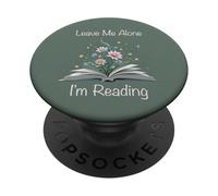 Libro Leave Me Alone I'm Reading, Color Verde Agave, con Estampado Floral PopSockets PopGrip Adhesivo