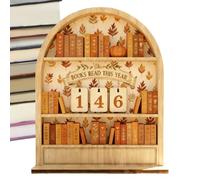 Libro Leer este año, de estante de madera, letrero de seguimiento literario anual para rincón de biblioteca y estudio, marcador decorativo para dormitorio, hogar o lugar de trabajo
