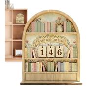 Libro Leer este año, de estante de madera, letrero de seguimiento literario anual para rincón de biblioteca y estudio, marcador decorativo para dormitorio, hogar o lugar de trabajo