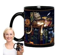 Libro Lover Coffee Mug - 350 ml de la copa de estantería de la biblioteca negra con tema de lectura | Bookish Tea Mug Gift para bibliotecarios, escritores, madres y lectores ávidos: perfecto para el d