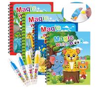 Libro Magico Agua 4 Pcs, Libros para Colorear,4 Pinceles, Animales, Regalo