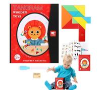 Libro magnético de Tangram, juego educativo a juego, jigsa de viaje | Bloque magnético proporciona juego educativo STEM Play for Kids During Trips And Quiet Time.