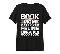 Libro Mamá Gato Amante Felino Bien con Un Buen Libro Lectura Camiseta Premium