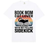 Libro Mamá Gato Amante Leyendo con Mi Felline Sidekick Comfort Colors Adult Heavyweight T-Shirt