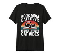 Libro Mamá Gato Amante Leyendo Vida con Gato Vibes Camiseta Premium