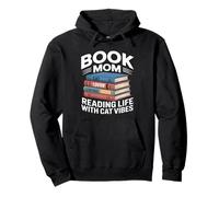 Libro Mamá Gato Amante Leyendo Vida con Gato Vibes Sudadera con Capucha