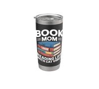 Libro Mamá Gato Amante Leyendo Vida Con Gato Vibes Vaso térmico de acero inoxidable de doble pared