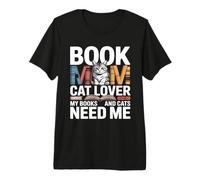 Libro Mamá Gato Amante Mis Libros Y Gatos Me Necesitan Camiseta Premium