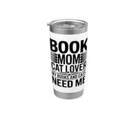 Libro Mamá Gato Amante Mis Libros Y Gatos Me Necesitan Vaso térmico de acero inoxidable de doble pared