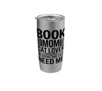 Libro Mamá Gato Amante Mis Libros Y Gatos Me Necesitan Vaso térmico de acero inoxidable de doble pared