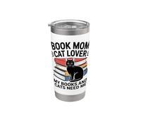Libro Mamá Gato Amante Mis Libros Y Gatos Me Necesitan Vaso térmico de acero inoxidable de doble pared