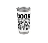 Libro Mamá Gato Amante Mis Libros Y Gatos Me Necesitan Vaso térmico de acero inoxidable de doble pared