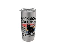 Libro Mamá Gato Amante Mis Libros Y Gatos Me Necesitan Vaso térmico de acero inoxidable de doble pared