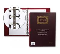Miquelrius - Libro de Contabilidad A4, Libro de Actas Hojas Móviles, 100 Hojas Lisas Foliadas 102 g/m², 15 Anillas, Cubierta Plástica Burdeos, Ideal como Libro de Actas Comunidad de Propietarios