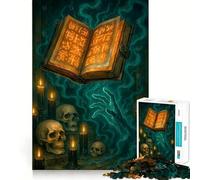 Libro místico con Calaveras y Velas, Rompecabezas de 1000 Piezas para Adolescentes, Mejora la Memoria, pasatiempo Tranquilo, Borde preciso, Regalo de cumpleaños (38x52cm)