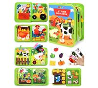 Libro Montessori 1 Año, Busy Board Granja, 10 Páginas, 20 Actividades | Juguete Sensorial para Niños de 1 a 6 Años, Animales de Granja