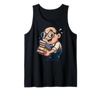 Libro Nerd Dibujos Animados Lindo Lector con Pila De Libros Camiseta sin Mangas