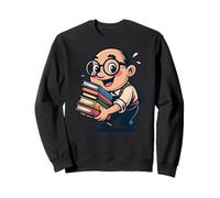 Libro Nerd Dibujos Animados Lindo Lector con Pila De Libros Sudadera