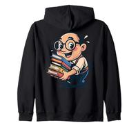 Libro Nerd Dibujos Animados Lindo Lector con Pila De Libros Sudadera con Capucha