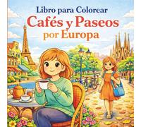 Libro para Colorear Cafés y Paseos por Europa: 50 Escenas Relajantes de Cafés y Caminatas en Ciudades Europeas Icónicas para Adultos y Adolescentes