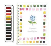Libro para Colorear con Acuarelas para Niños y Adultos - Cuaderno de Acuarela Flores para Principiantes con 12 Colores y Pincel - Conjunto de pintura creativa con acuarela para actividades artísticas