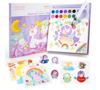 Libro para Colorear con Acuarelas Unicornio Niños: Kit Pintura 3 en 1 con 12 Colores, 3 Tipos de Láminas & Pincel | Manualidades Educativas | Juego Pintar Agua Sin Desorden para Niñas Niños 3+