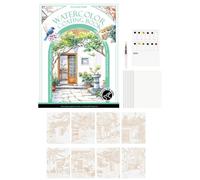 Libro para colorear con agua: juego de viaje profesional de 3 pliegues, bloc de dibujo de acuarela portátil para principiantes, kit de pintura de dibujo creativo, suministros de arte para el hogar, es