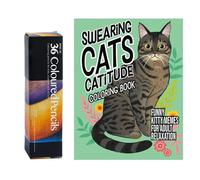Libro para colorear con diseño de gatos jurados, libros para colorear para adultos, divertidos libros para colorear de animales para amantes de los gatos, juego de libros para colorear de gatos