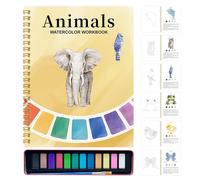 Libro para colorear de acuarela, libro para colorear de acuarela con 12 colores para adultos, juego de colorear con colores para aprender para enseñar en casa, viajes y clases de arte