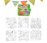 Libro para colorear de acuarela, lindo y reutilizable de dibujos animados portátil, libro para colorear de acuarela - para el hogar, viajes, coche, guardería, fiesta, cumpleaños, vacaciones, Navidad