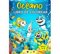 Libro para colorear del océano: 52 páginas para colorear de animales marinos submarinos para niños de 4 a 8 años