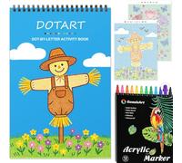Libro para colorear, meditaciones artísticas de punto por letra con 12 marcadores acrílicos, libro para colorear para adultos, relajante, antiestrés, 30 patrones de actividades para colorear para