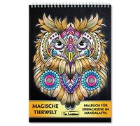 Libro para colorear para adultos animales: imágenes para colorear mágicas en estilo mandala, libro para colorear con encuadernación en espiral y línea de corte, páginas impresas por una cara, papel de