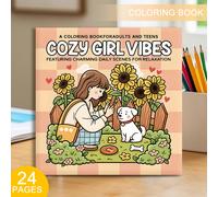 Libro para colorear para adultos con páginas originales, 24 páginas impresas por una cara, 1 libro - Libro de dibujos diarios para adultos Girl Moments - para Pascua, Halloween, Navidad, etc.