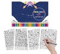 Libro para colorear para - Páginas de actividades de relajación de papel de 11.22 pulgadas, carpeta de rompecabezas de búsqueda de aspecto compacto, conjunto de desafíos de dibujo creativos con diseño