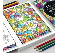 Libro para colorear por números para adultos, páginas temáticas de mandalas y flores relajantes, libro de ejercicios de artística antiestrés y antiansiedad