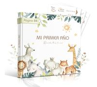 Libro Recuerdos bebe y Album Fotos bebe, 86 Páginas con Pegatinas - Desde el Nacimiento hasta los 1 Años - Baby Shower Regalo bebe Recien Nacido Niño y Niña