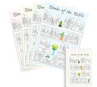 Libros bíblicos para colorear, libros de la Biblia Reading Tracker pegatinas | 4 libros cristianos del rastreador de lectura de la Biblia, pegatinas de capítulo para la búsqueda y organización de
