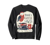 Libros, café y búhos Divertidos diseño de Felicidad, Idea de Regalo Sudadera