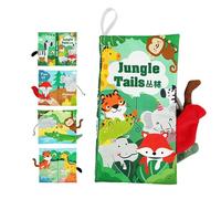 Libros de animales arrugados,Libro de tela con cola de animal,Libro de tela de cuentos para niños pequeños en | Juguete sensorial Montessori, cochecito de juguete para viajes en movimiento, Sollee