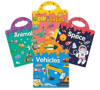 Libros de calcomanías reutilizables para niños, libro ocupado para niños pequeños de 1 a 3 años, avión, coche, viaje, restaurante, actividades de aprendizaje, animales, dinosaurio, vehículos, espacio