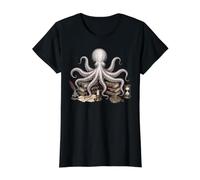 Libros de Dark Academia Octopus Camiseta gráfica económica, Mujer, Negro, XL
