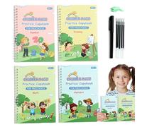 Libros de escritura ranurados para, cuadernos de escritura ranurados reutilizables,4 cuadernos de práctica cuadernos de escritura a mano - Trazado de letras ranuradas, kit de aprendizaje de caligrafía