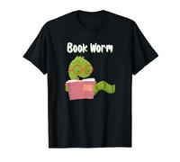 Libros de Lectura de Gusanos Camiseta gráfica económica, Hombre, Negro, S