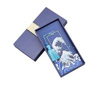 Libros de madera hechos a mano, Marcapáginas metálico con borla azul 4,7 x 12 cm